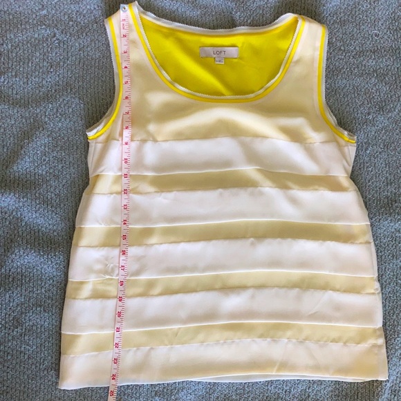 Yellow & White sleeveless top from LOFT Small - perfect for spring and summer! - Picture 5 of 6